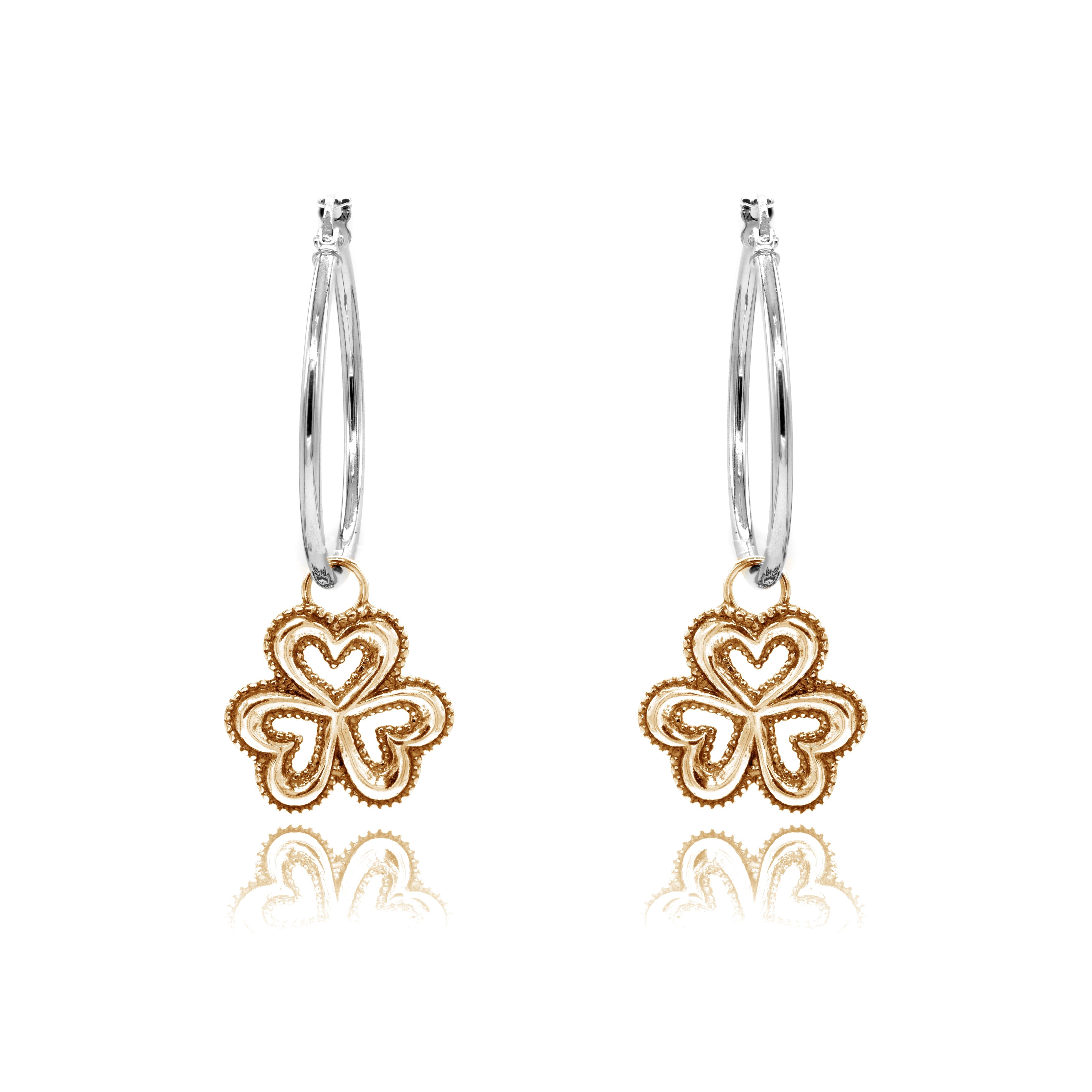 עגילי חישוק צ'ארם תלתן (1 אינץ׳)