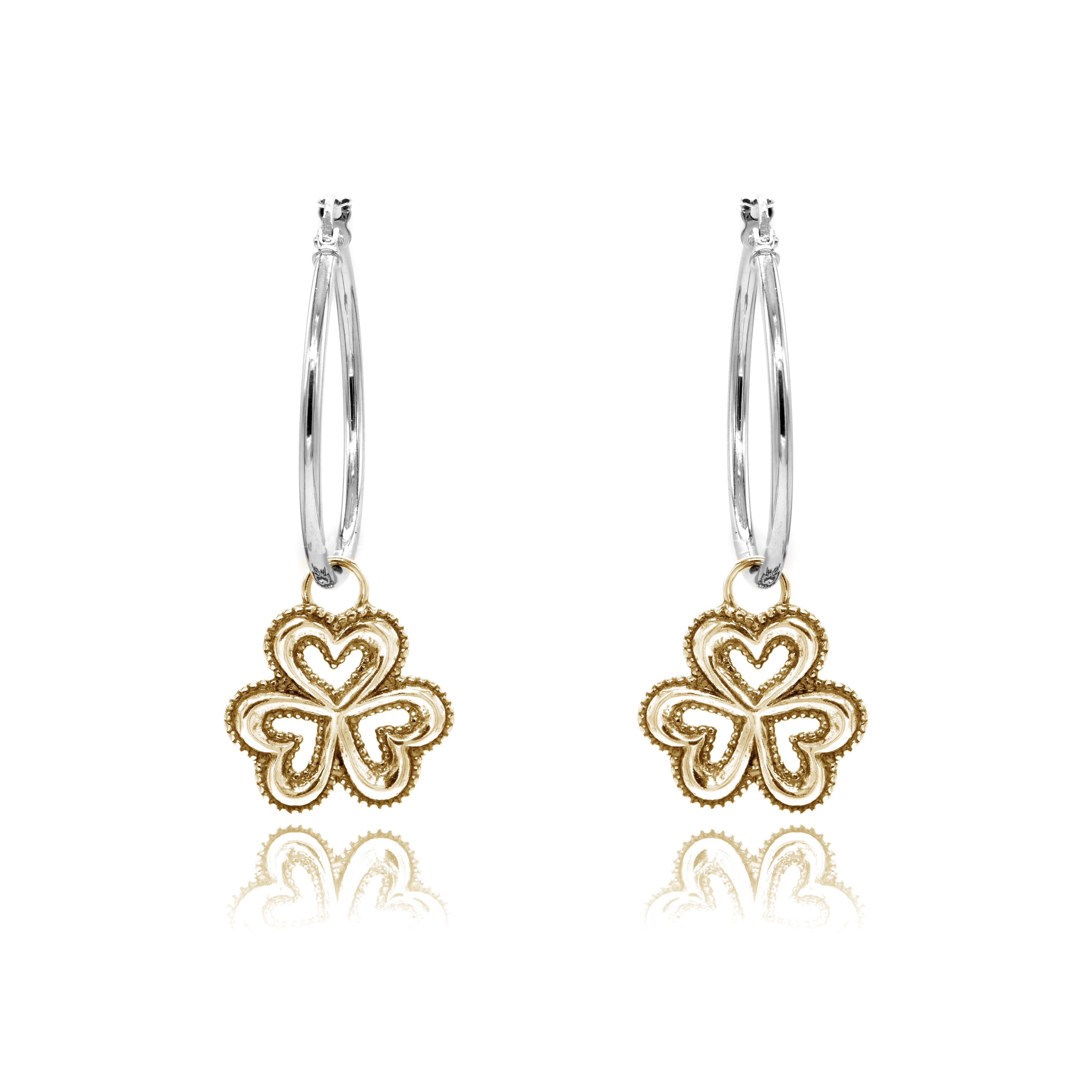 עגילי חישוק צ'ארם תלתן (1 אינץ׳)