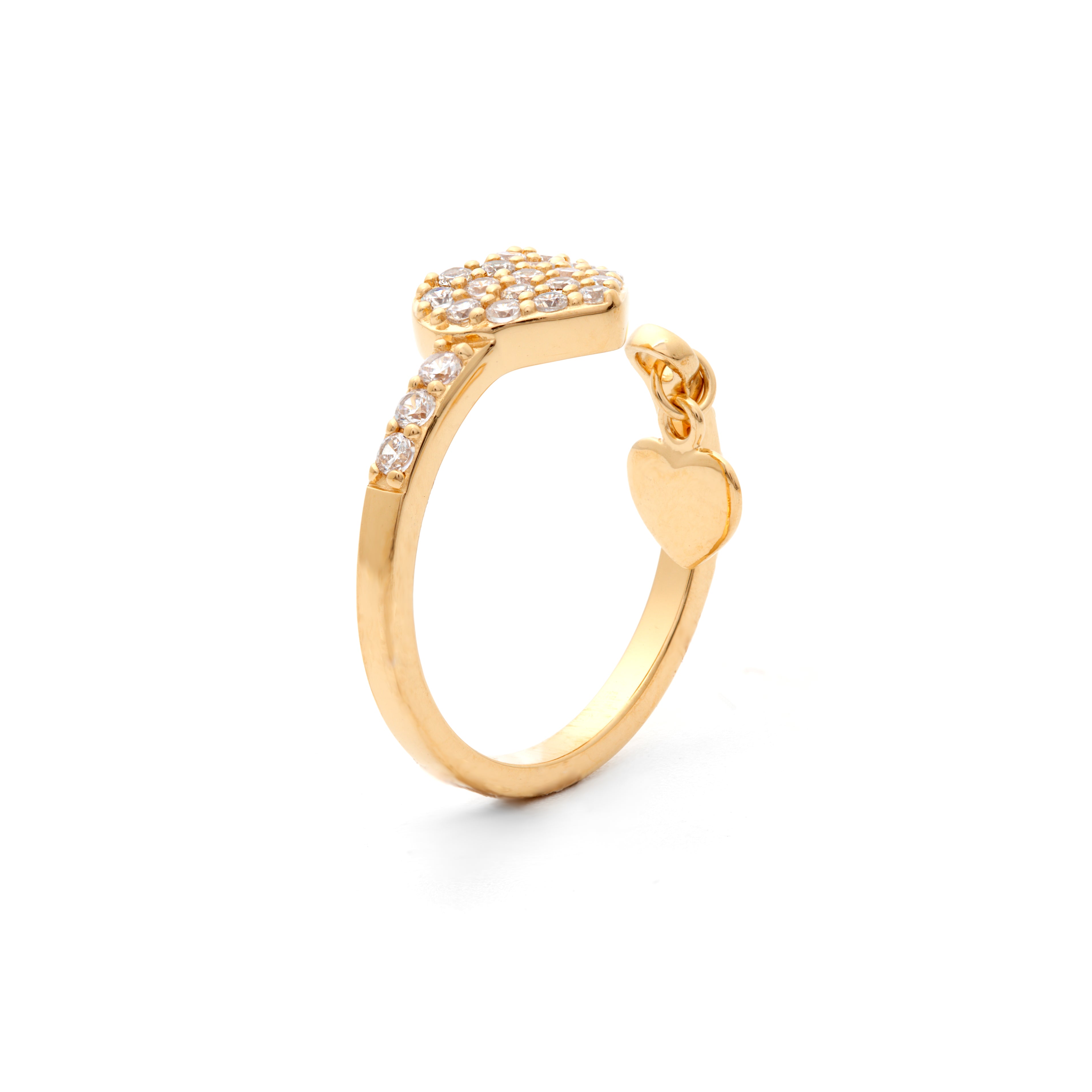 טבעת לב עם אבני זרקוניה