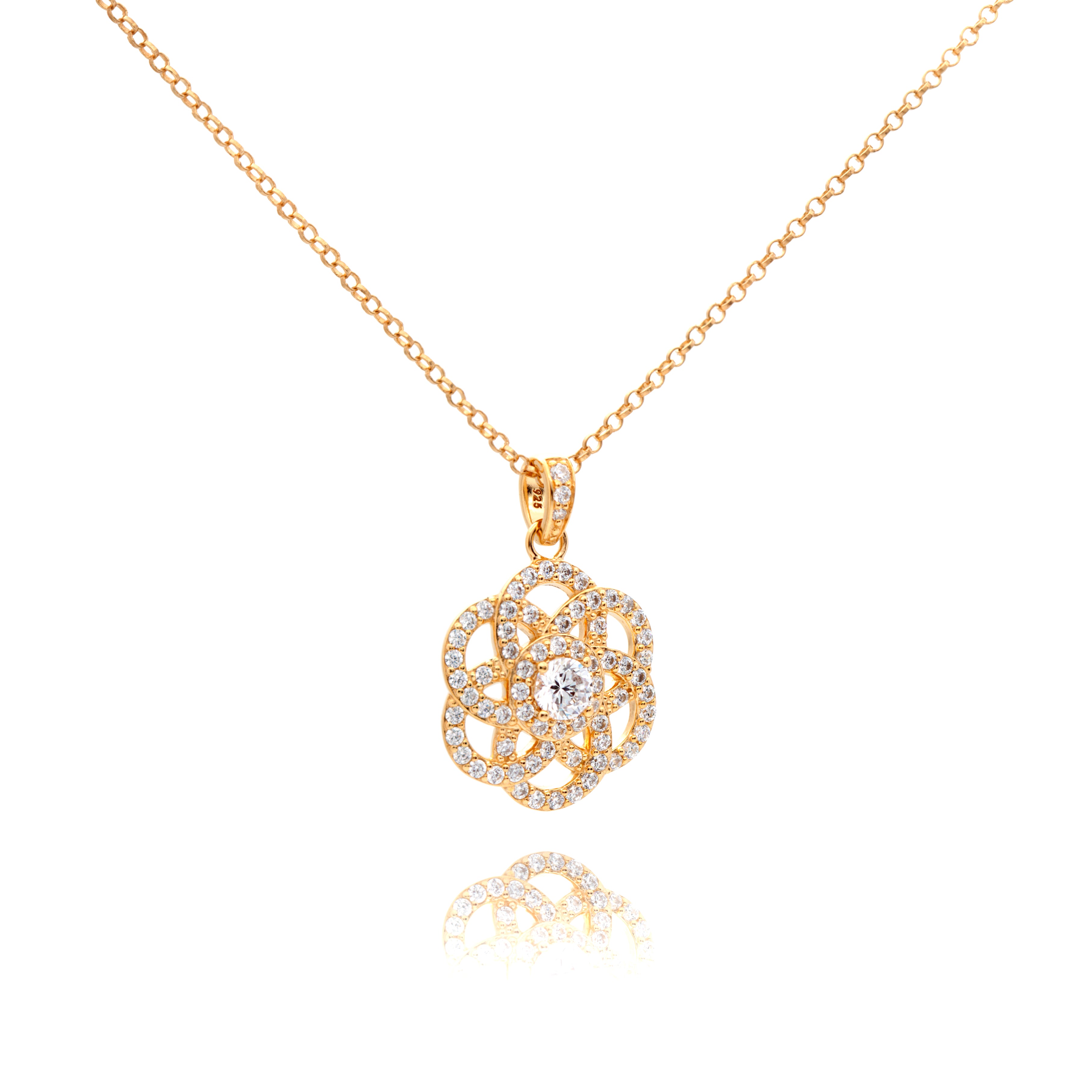 שרשרת עם תליון בצורת פרח עם אבני זרקוניה