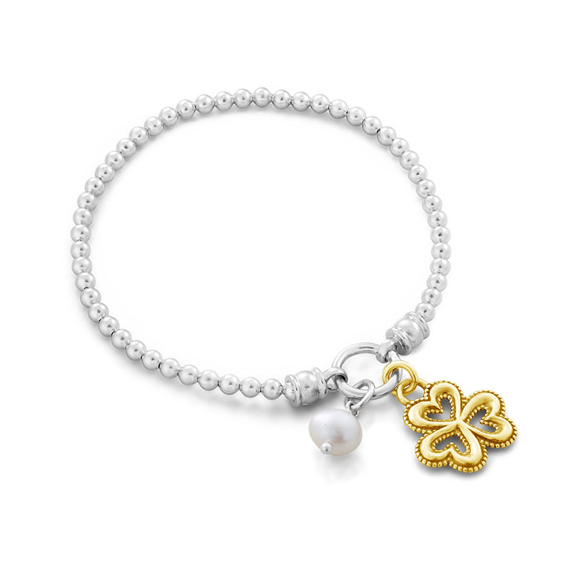 צמיד צ'ארם עם פנינה ותלתן