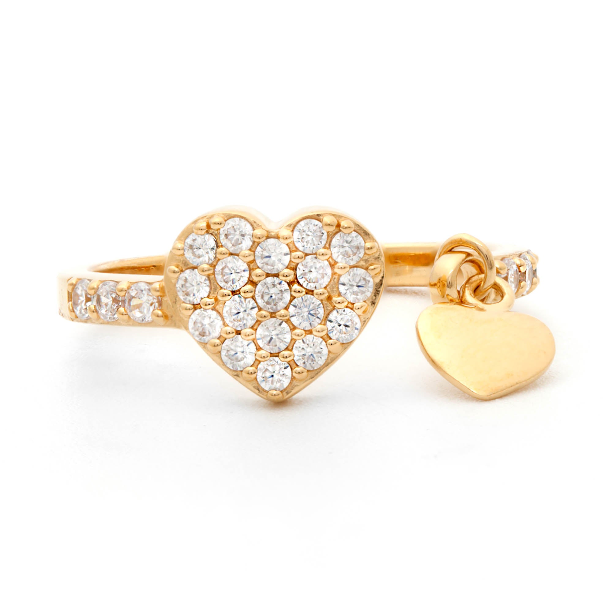 טבעת לב עם אבני זרקוניה