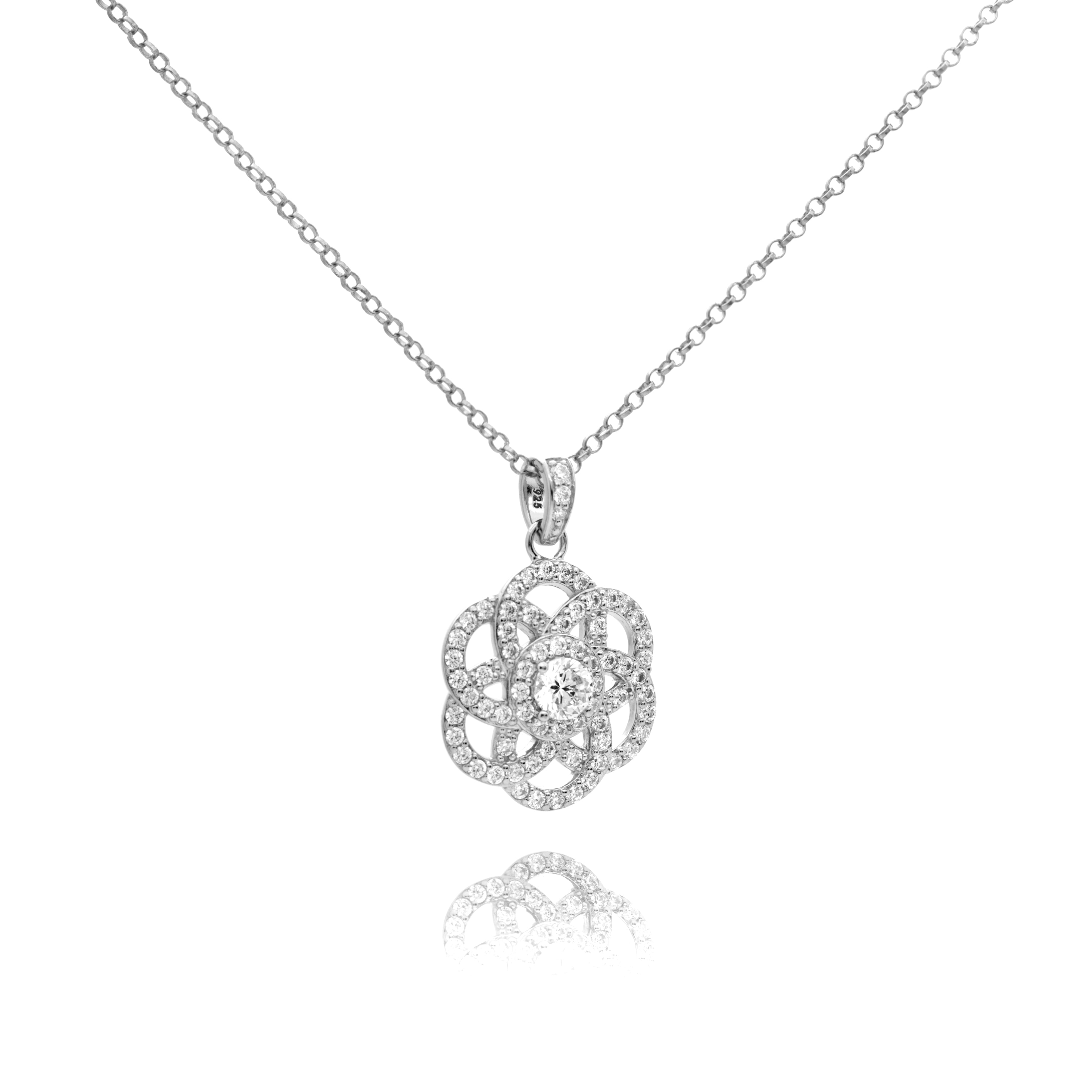 שרשרת עם תליון בצורת פרח עם אבני זרקוניה