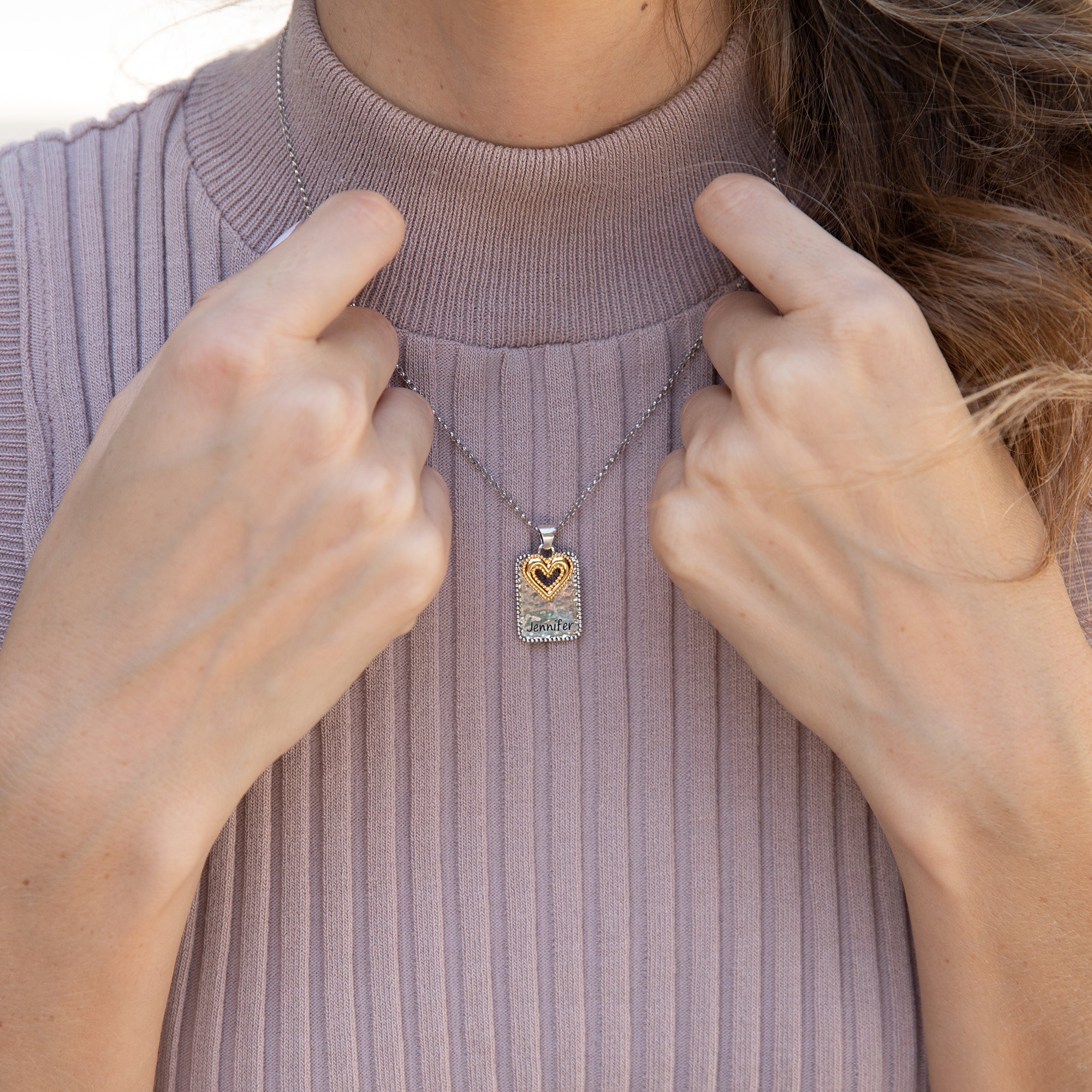 שרשרת לב דו גוונים בהתאמה אישית