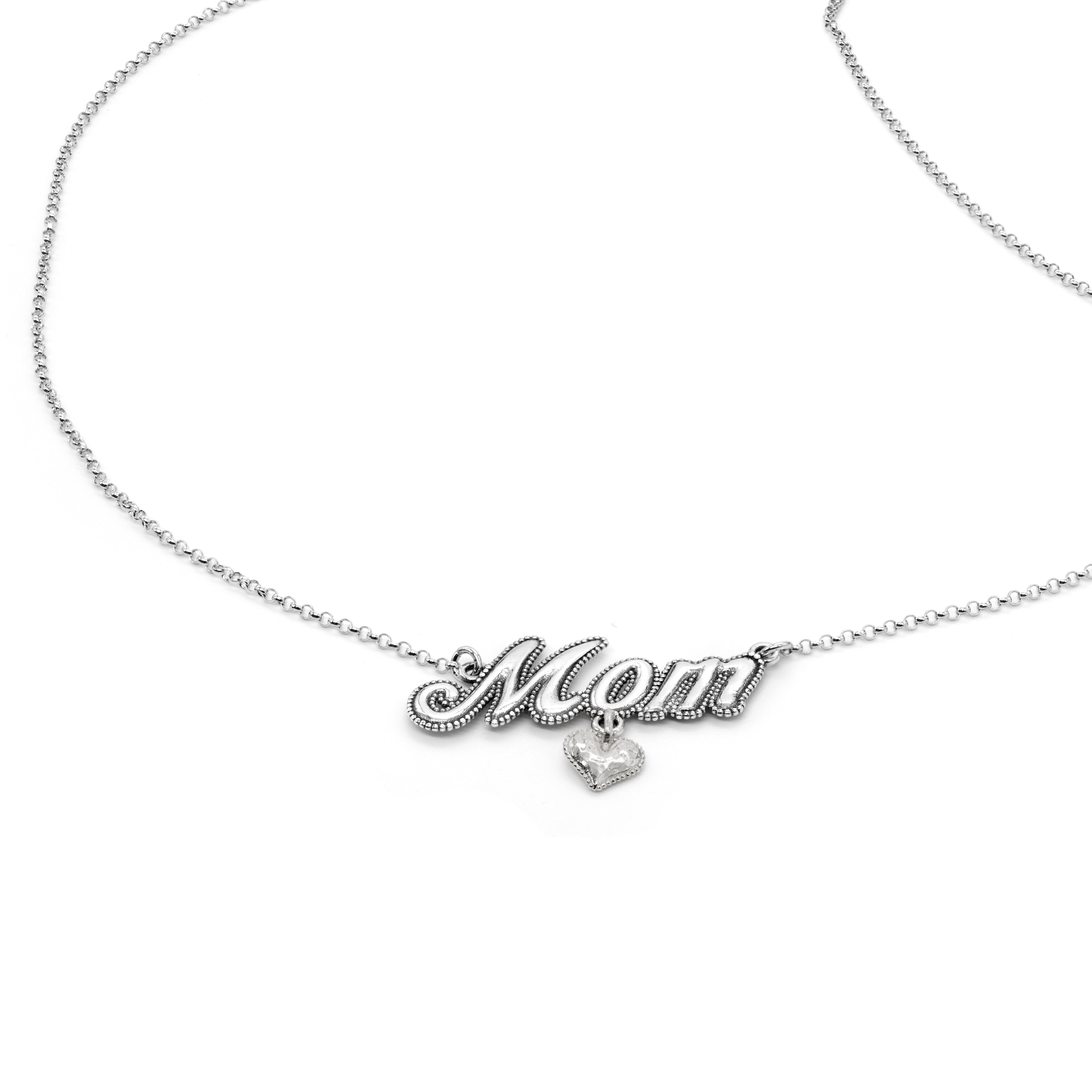 סט של טבעת צ'ארם לב ניתנת לחריטה ושרשרתMOM