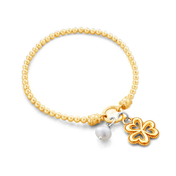 צמיד צ'ארם עם פנינה ותלתן